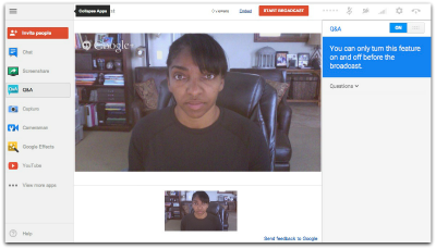 Hangout on air SCREENSHOT