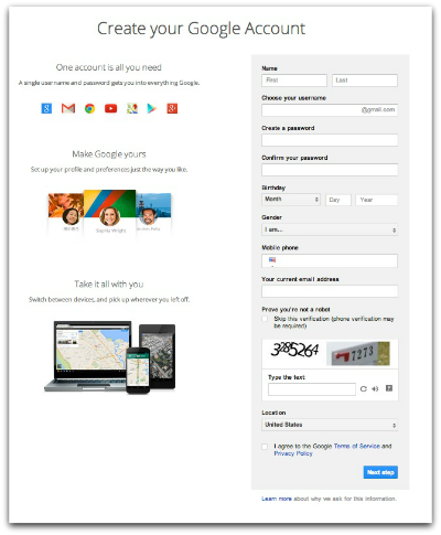 set up gmail account