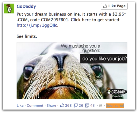 Godaddy Dark Post on Facebook