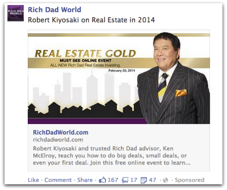Robert Kiyosaki Dark Post on Facebook